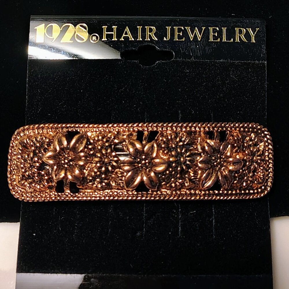 Vtg 1928 Jewelry Silver Spring Flowers Hair Barrette Clip Stock Out NWT